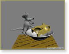 рисунки в 3d Max , мышь и сыр (нарисован за 15 минут)